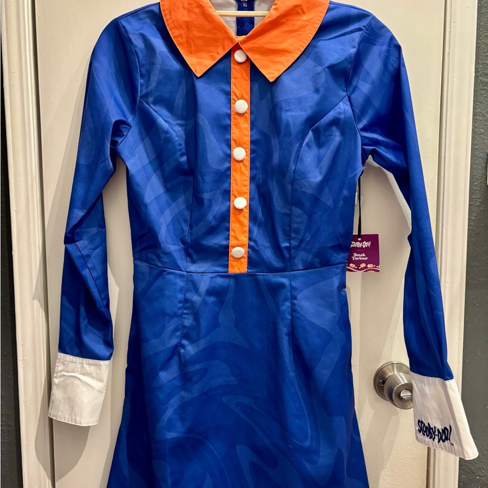 Smak Parlour Scooby Doo Blue and Orange Long Sleeve Dress